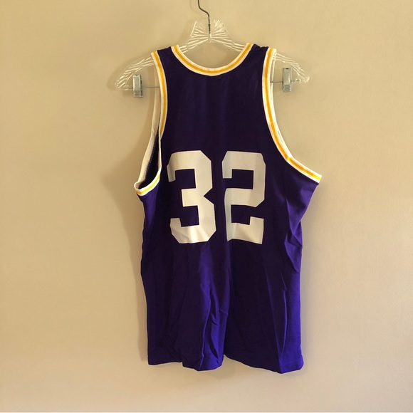 Vintage ’80s Lakers Magic Johnson Sand-Knit Medalist Purple Basketball Jersey - Picture 4 of 9